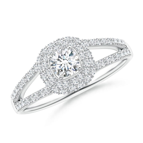 ANGARA Natural 0.3 Ct. Diamond Halo Ring in 14K White Gold for Women (Ring Size: 3.5)