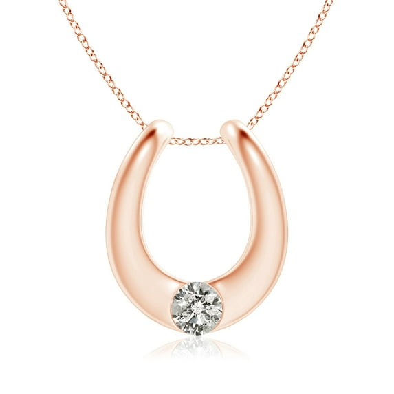 ANGARA Natural Gypsy-Set Diamond Horseshoe Pendant in 14K Rose Gold for Women (Size-4.2mm| Color-K| Clarity-I3) | April Birthstone, Anniversary, Jewelry Gift for Women | Natural Diamond Necklace