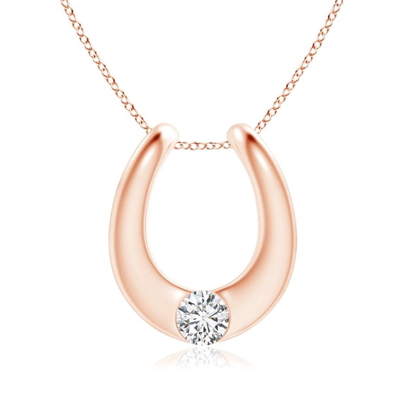ANGARA Natural Gypsy-Set Diamond Horseshoe Pendant in 14K Rose Gold for Women (Size-4.2mm| Color-H| Clarity-SI2) | April Birthstone, Anniversary, Jewelry Gift for Women | Natural Diamond Necklace