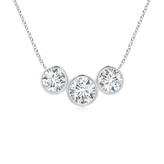 ANGARA Natural Three Stone Bezel-Set Diamond Pendant in 14K White Gold for Women (Size-4.2mm| Color-G| Clarity-VS2) | April Birthstone, Anniversary, Jewelry Gift for Women | Natural Diamond Necklace