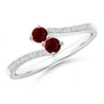 thumbnail image 1 of ANGARA Natural Two Stone Ruby Bypass Ring with Diamond Accents in 14K White Gold for Women (Size-3mm) | July Birthstone, Birthday, Anniversary, Jewelry Gift for Women | Natural Ruby Ring, 1 of 7