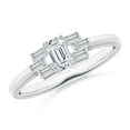 thumbnail image 1 of ANGARA Natural Emerald-Cut Diamond Rectangle Link Ring in 14K White Gold for Women (Size-5x3mm| Color-H| Clarity-SI2) | April Birthstone, Anniversary, Jewelry Gift for Women | Natural Diamond Ring, 1 of 8