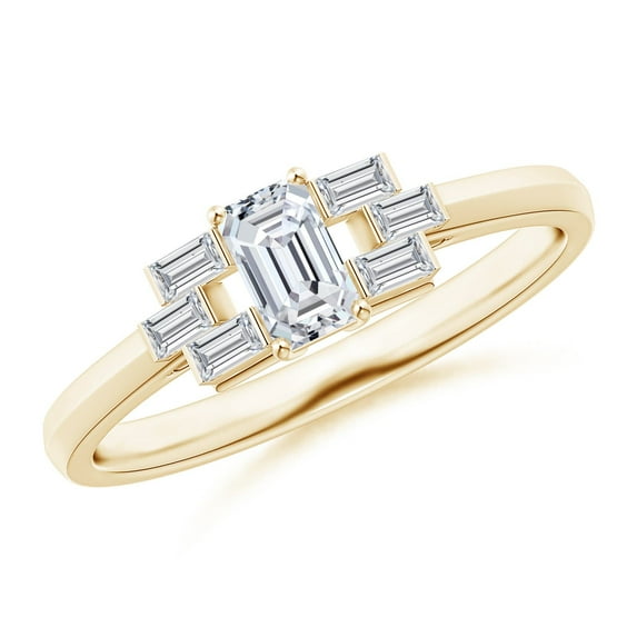 ANGARA Natural 0.32 Ct. Diamond Classic Ring in 14K Yellow Gold for Women (Ring Size: 3.5)
