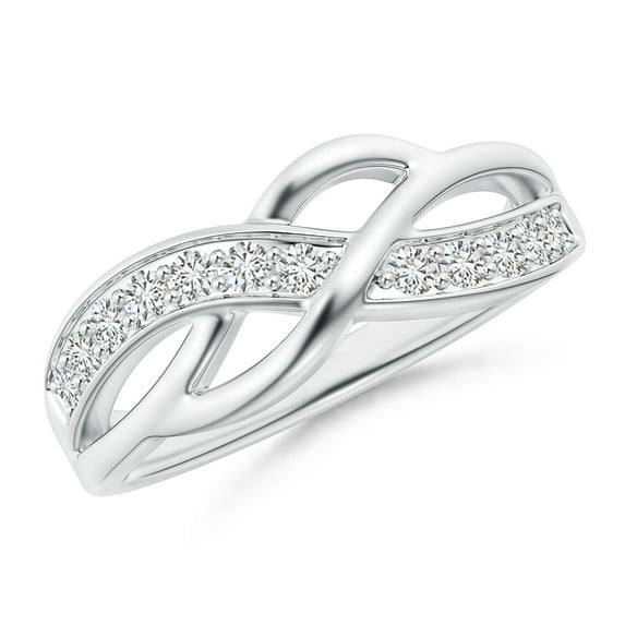 ANGARA Natural Pave Set Diamond Multi-Row Crossover Band in 14K White Gold for Women (Size-1.85mm| Color-H| Clarity-SI2) | April Birthstone, Anniversary, Jewelry Gift for Women | Natural Diamond Ring