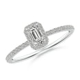 thumbnail image 1 of ANGARA Natural Emerald-Cut Diamond Halo Engagement Ring in 14K White Gold for Women (Size-5x3mm| Color-K| Clarity-I3) | April Birthstone, Anniversary, Jewelry Gift for Women | Natural Diamond Ring, 1 of 8