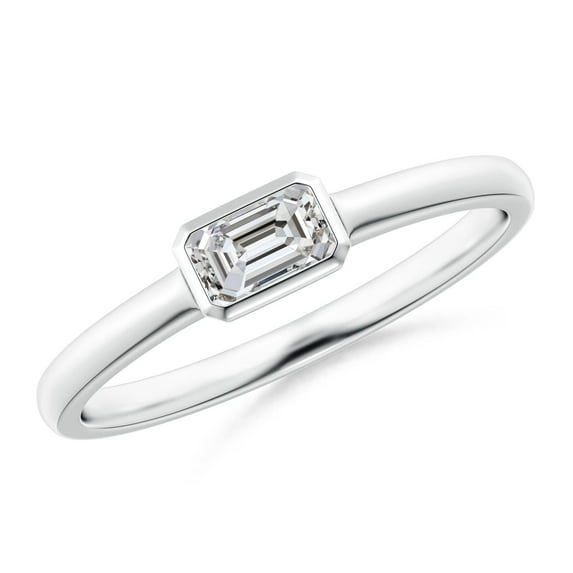ANGARA Natural Emerald-Cut Diamond Solitaire Ring in 14K White Gold for Women (Size-5x3mm| Color-I-J| Clarity-I1-I2) | April Birthstone, Anniversary, Jewelry Gift for Women | Natural Diamond Ring