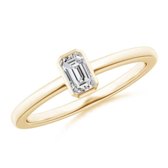 ANGARA Natural Emerald-Cut Diamond Solitaire Ring in 14K Yellow Gold for Women (Size-5x3mm| Color-I-J| Clarity-I1-I2) | April Birthstone, Anniversary, Jewelry Gift for Women | Natural Diamond Ring