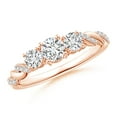 thumbnail image 1 of ANGARA Natural Diamond Braided Three Stone Engagement Ring in 14K Rose Gold for Women (Size-4.3mm| Color-H| Clarity-SI2) | April Birthstone, Anniversary, Jewelry Gift for Women | Natural Diamond Ring, 1 of 8