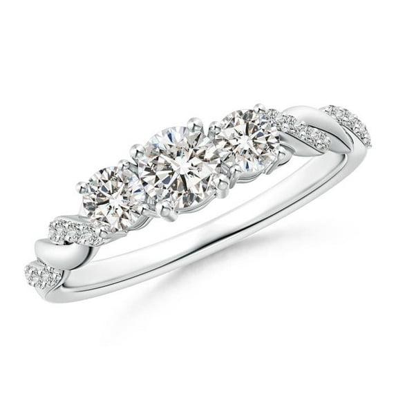 ANGARA Natural Diamond Braided Three Stone Engagement Ring in 14K White Gold for Women (Size-4.3mm| Color-I| Clarity-I1) | April Birthstone, Anniversary, Jewelry Gift for Women | Natural Diamond Ring