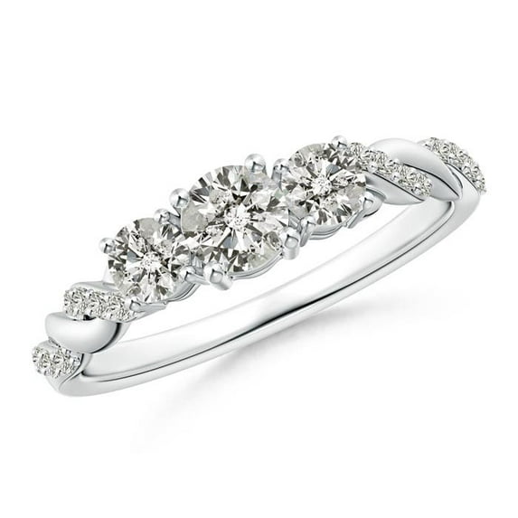 ANGARA Natural Diamond Braided Three Stone Engagement Ring in 14K White Gold for Women (Size-4.3mm| Color-J| Clarity-I2) | April Birthstone, Anniversary, Jewelry Gift for Women | Natural Diamond Ring
