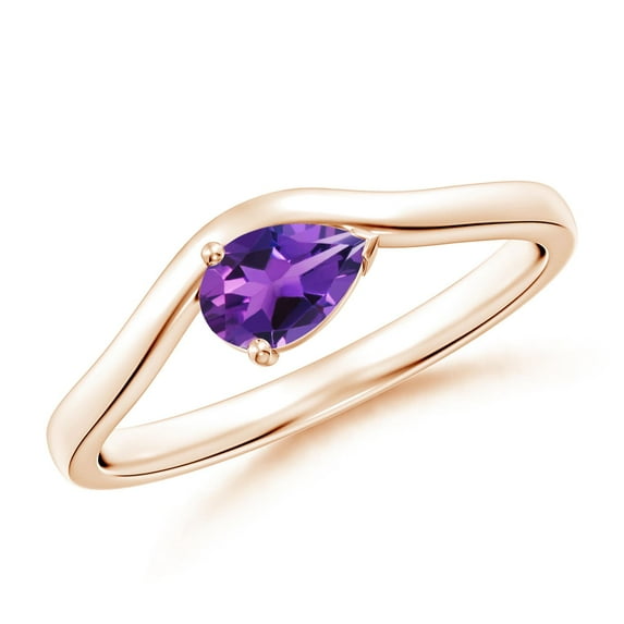 ANGARA Natural 0.33 Ct. Amethyst Solitaire Ring in 14K Rose Gold for Women (Ring Size: 3.5)