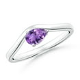 thumbnail image 1 of ANGARA Natural Pear Amethyst Wave Shank Solitaire Ring in 925 Sterling Silver for Women (Size-6x4mm) | February Birthstone, Birthday, Anniversary, Jewelry Gift for Women | Natural Amethyst Ring, 1 of 10