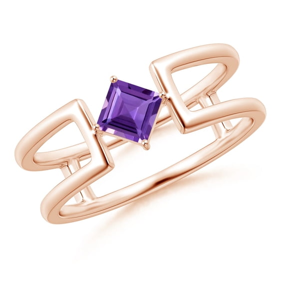 ANGARA Natural 0.33 Ct. Amethyst Solitaire Stackable Ring in 14K Rose Gold for Women (Ring Size: 3)