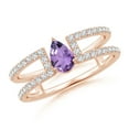thumbnail image 1 of ANGARA Natural 0.33 Ct. Amethyst with Diamond Classic Stackable Ring in 14K Rose Gold for Women (Ring Size: 3.5), 1 of 9