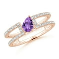 thumbnail image 1 of ANGARA Natural 0.33 Ct. Amethyst with Diamond Classic Stackable Ring in 14K Rose Gold for Women (Ring Size: 3), 1 of 9