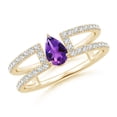 thumbnail image 1 of ANGARA Natural 0.33 Ct. Amethyst with Diamond Classic Stackable Ring in 14K Yellow Gold for Women (Ring Size: 3.5), 1 of 9