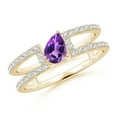 thumbnail image 1 of ANGARA Natural 0.33 Ct. Amethyst with Diamond Classic Stackable Ring in 14K Yellow Gold for Women (Ring Size: 3.5), 1 of 9