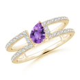 thumbnail image 1 of ANGARA Natural 0.33 Ct. Amethyst with Diamond Classic Stackable Ring in 14K Yellow Gold for Women (Ring Size: 3), 1 of 9