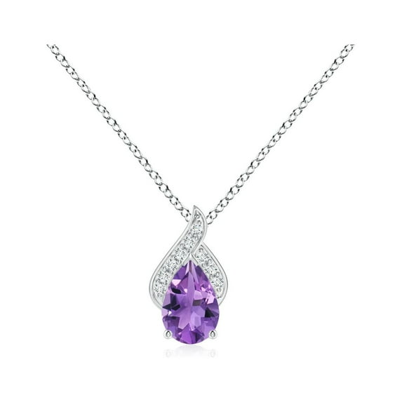 ANGARA Natural Solitaire Pear-Shaped Amethyst Flame Pendant in 14K White Gold for Women (Size-6x4mm) | February Birthstone, Birthday, Anniversary, Jewelry Gift for Women | Natural Amethyst Necklace