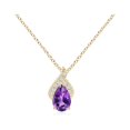 thumbnail image 1 of ANGARA Natural Solitaire Pear-Shaped Amethyst Flame Pendant in 14K Yellow Gold for Women (Size-6x4mm) | February Birthstone, Birthday, Anniversary, Jewelry Gift for Women | Natural Amethyst Necklace, 1 of 7