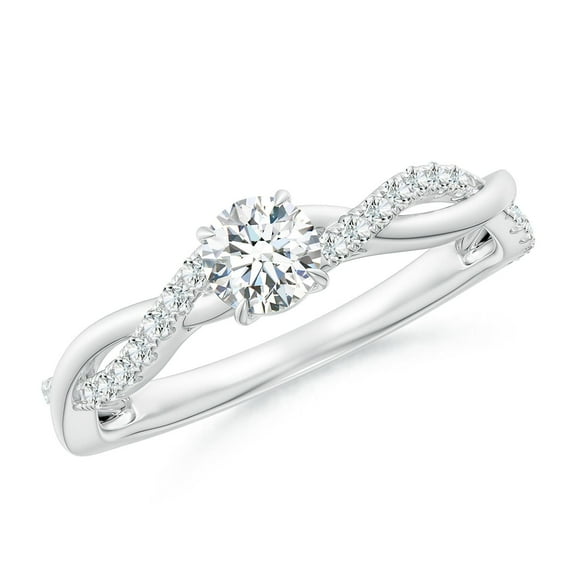 ANGARA Natural Solitaire Diamond Engagement Ring in 14K White Gold for Women (Size-4.4mm| Color-G| Clarity-VS2) | April Birthstone, Anniversary, Jewelry Gift for Women | Natural Diamond Ring