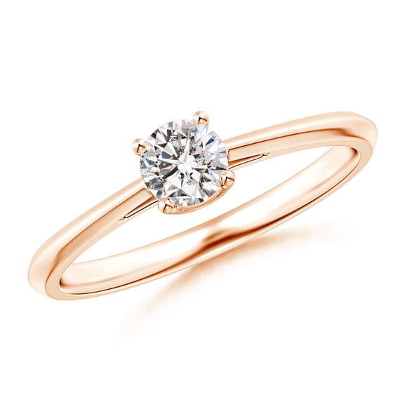 ANGARA Natural Diamond Solitaire Engagement Ring in 14K Rose Gold for Women (Size-4.4mm| Color-I-J| Clarity-I1-I2) | April Birthstone, Anniversary, Jewelry Gift for Women | Natural Diamond Ring
