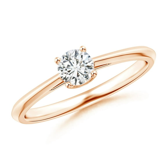 ANGARA Natural Classic Diamond Solitaire Engagement Ring in 14K Rose Gold for Women (Size-4.4mm| Color-H| Clarity-SI2) | April Birthstone, Anniversary, Jewelry Gift for Women | Natural Diamond Ring