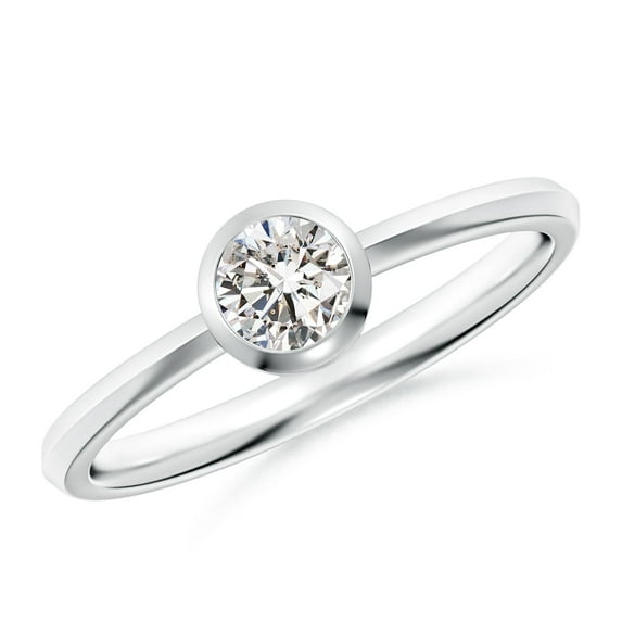 ANGARA Natural Diamond Solitaire Engagement Ring in 14K White Gold for Women (Size-4.4mm| Color-I-J| Clarity-I1-I2) | April Birthstone, Anniversary, Jewelry Gift for Women | Natural Diamond Ring