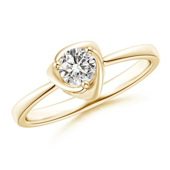 ANGARA Natural Solitaire Diamond Floral Ring in 14K Yellow Gold for Women (Size-4.4mm| Color-I-J| Clarity-I1-I2) | April Birthstone, Anniversary, Jewelry Gift for Women | Natural Diamond Ring