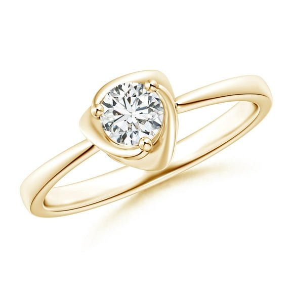ANGARA Natural Solitaire Diamond Floral Ring in 14K Yellow Gold for Women (Size-4.4mm | Color-H | Clarity-SI2) | April Birthstone, Birthday, Anniversary, Jewelry Gift for Women | Natural Diamond Ring