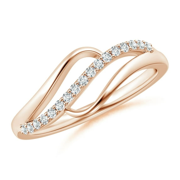 ANGARA Natural Diamond Swirl Bypass Ring in 14K Rose Gold for Women (Size-1.65mm | Color-G | Clarity-VS2) | April Birthstone, Birthday, Anniversary, Jewelry Gift for Women | Natural Diamond Ring