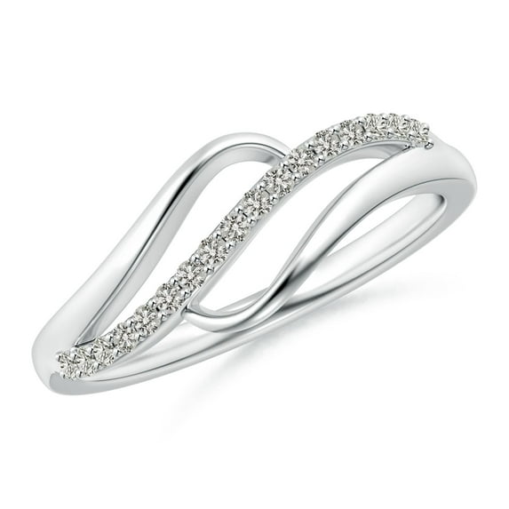 ANGARA Natural Diamond Swirl Bypass Ring in 14K White Gold for Women (Size-1.65mm | Color-K | Clarity-I3) | April Birthstone, Birthday, Anniversary, Jewelry Gift for Women | Natural Diamond Ring