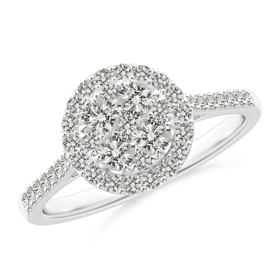 ANGARA Natural Composite Diamond Halo Engagement Ring in 14K White Gold for Women (Size-2.8mm| Color-K| Clarity-I3) | April Birthstone, Anniversary, Jewelry Gift for Women | Natural Diamond Ring