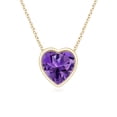 thumbnail image 1 of ANGARA Natural Bezel-Set Solitaire Heart Amethyst Pendant in 14K Yellow Gold for Women (Size-5mm) | February Birthstone, Birthday, Anniversary, Jewelry Gift for Women | Natural Amethyst Necklace, 1 of 9