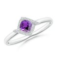 thumbnail image 1 of ANGARA Natural Cushion Amethyst and Diamond Halo Promise Ring in 14K White Gold for Women (Size-4mm) | February Birthstone, Birthday, Anniversary, Jewelry Gift for Women | Natural Amethyst Ring, 1 of 8