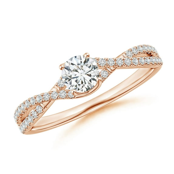 ANGARA Natural 0.35 Ct. Diamond Classic Engagement Ring in 14K Rose Gold for Women (Ring Size: 4)