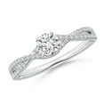 thumbnail image 1 of ANGARA Natural Twist Shank Diamond Engagement Ring in 14K White Gold for Women (Size-4.5mm| Color-H| Clarity-SI2) | April Birthstone, Anniversary, Jewelry Gift for Women | Natural Diamond Ring, 1 of 9
