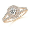 thumbnail image 1 of ANGARA Natural Double Halo Diamond Split Shank Ring in 14K Rose Gold for Women (Size-4.5mm| Color-I-J| Clarity-I1-I2) | April Birthstone, Anniversary, Jewelry Gift for Women | Natural Diamond Ring, 1 of 8