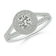 thumbnail image 1 of ANGARA Natural Double Halo Diamond Split Shank Ring in 14K White Gold for Women (Size-4.5mm| Color-K| Clarity-I3) | April Birthstone, Anniversary, Jewelry Gift for Women | Natural Diamond Ring, 1 of 8