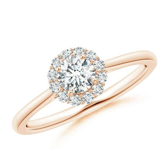 ANGARA Natural 0.35 Ct. Diamond Halo Ring in 14K Rose Gold for Women (Ring Size: 3.5)