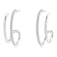 thumbnail image 1 of ANGARA Natural Diamond Twin Layer Hoop Earrings in 14K White Gold for Women (Size-1.2mm| Color-H| Clarity-SI2) | April Birthstone, Anniversary, Jewelry Gift for Women | Natural Diamond Earrings, 1 of 8