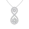 thumbnail image 1 of ANGARA Natural Double Diamond Infinity Pendant in 14K White Gold for Women (Size-4.5mm| Color-H| Clarity-SI2) | April Birthstone, Anniversary, Jewelry Gift for Women | Natural Diamond Necklace, 1 of 7