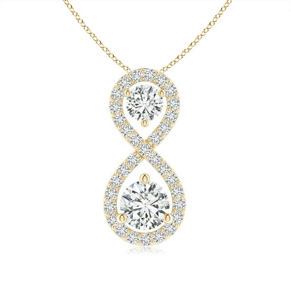 ANGARA Natural Double Diamond Infinity Pendant in 14K Yellow Gold for Women (Size-4.5mm| Color-H| Clarity-SI2) | April Birthstone, Anniversary, Jewelry Gift for Women | Natural Diamond Necklace