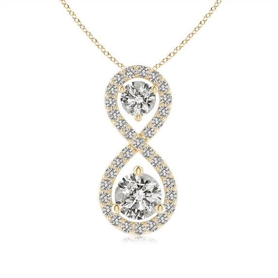 ANGARA Natural Double Diamond Infinity Pendant in 14K Yellow Gold for Women (Size-4.5mm| Color-K| Clarity-I3) | April Birthstone, Anniversary, Jewelry Gift for Women | Natural Diamond Necklace