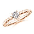 thumbnail image 1 of ANGARA Natural Diamond Solitaire Beaded Shank Ring in 14K Rose Gold for Women (Size-4.5mm| Color-I-J| Clarity-I1-I2) | April Birthstone, Anniversary, Jewelry Gift for Women | Natural Diamond Ring, 1 of 10