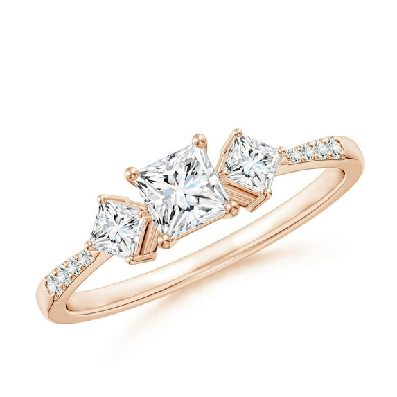 ANGARA Natural 0.36 Ct. Diamond Classic Engagement Ring in 14K Rose Gold for Women (Ring Size: 3)