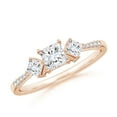 thumbnail image 1 of ANGARA Natural Three Stone Diamond Engagement Ring in 14K Rose Gold for Women (Size-4mm| Color-G| Clarity-VS2) | April Birthstone, Birthday, Anniversary, Jewelry Gift for Women | Natural Diamond Ring, 1 of 8