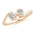 thumbnail image 1 of ANGARA Natural Two Stone Diamond Engagement Ring in 14K Rose Gold for Women (Size-3.7mm| Color-I-J| Clarity-I1-I2) | April Birthstone, Anniversary, Jewelry Gift for Women | Natural Diamond Ring, 1 of 8