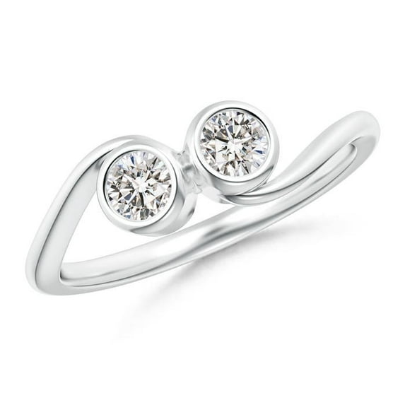 ANGARA Natural Two Stone Diamond Engagement Ring in 14K White Gold for Women (Size-3.7mm| Color-I-J| Clarity-I1-I2) | April Birthstone, Anniversary, Jewelry Gift for Women | Natural Diamond Ring