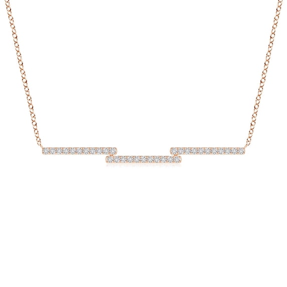 ANGARA Natural Diamond Step Bar Necklace in 14K Rose Gold for Women (Size-1.35mm | Color-H | Clarity-SI2) | April Birthstone, Birthday, Anniversary, Jewelry Gift for Women | Natural Diamond Necklace